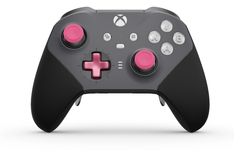 Xbox Elite Wireless Controller Series 2 - Core - Σώμα: Γκρι Storm + Λαβές από καουτσούκ, Πληκτρολόγιο κατεύθυνσης: Σταυρός, βαθύ ροζ (Μέταλ), Πίσω: Γκρι Storm + Λαβές από καουτσούκ