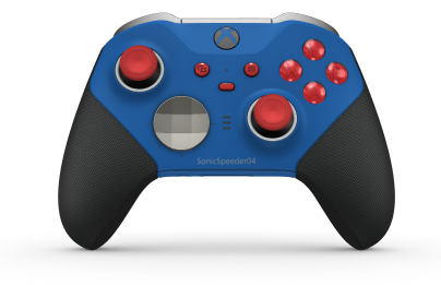 Xbox Elite Wireless Controller Series 2 - Core - Body: Shock Blue + Rubberized Grips, D-pad: Facet, Bright Silver (Metal), Back: Shock Blue + Rubberized Grips