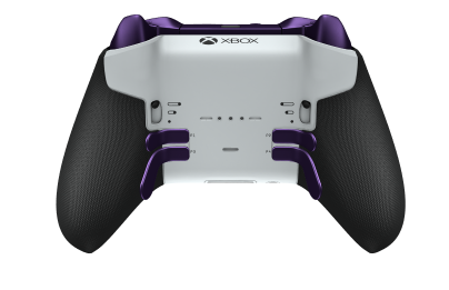 Bezprzewodowy kontroler Xbox Elite Series 2 — Core - Body: Robot White + Rubberized Grips, D-pad: Facet, Astral Purple (Metal), Back: Robot White + Rubberized Grips