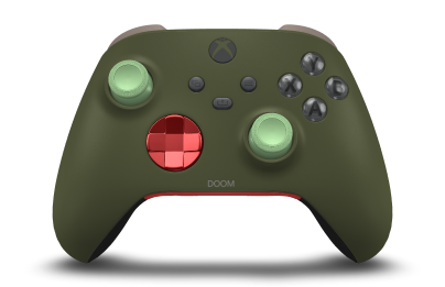 Xbox 무선 컨트롤러 - Corps: Nocturnal Green, BMD: Oxide Red (Metallic), Joysticks: Soft Green