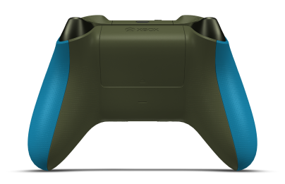 Controller with Mineral Blue body, Nocturnal Green (Metallic) D-pad, and Nocturnal Green thumbsticks - back view