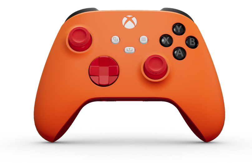 Xbox Wireless Controller - Text: Orangenschale, Steuerkreuze: Pulse Red, Analogsticks: Pulse Red