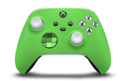 Xbox Wireless Controller - Corpo: Verde Veloz, Botões Direcionais: Verde Veloz (Metálico), Manípulos Analógicos: Branco Robot