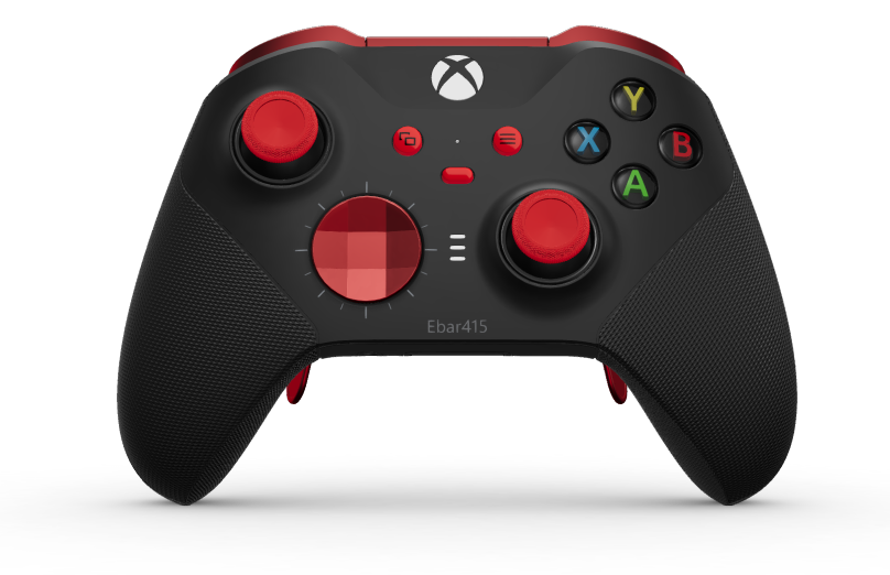 Xbox Elite Wireless Controller Series 2 - Core - Behuizing voorzijde: Carbonzwart + rubberen handvatten, D-pad: Gefacetteerd, pulsrood (metaal), Behuizing achterzijde: Carbonzwart + rubberen handvatten