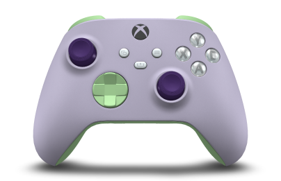 Xbox Wireless Controller - Framsida: Ljuslila, Styrknappar: Mjukt grönt, Styrspakar: Rymdlila