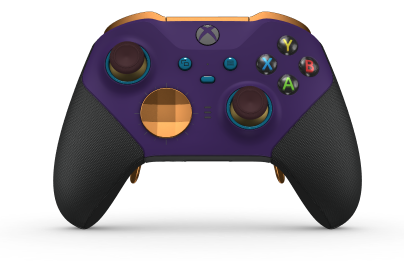 Manette sans fil Xbox Elite Series 2 - Core - Korpus: Astral Purple + gumowane uchwyty, Pad kierunkowy: Wersja wklęsła, łagodny pomarańcz (wariant metaliczny), Tył: Carbon Black + gumowane uchwyty