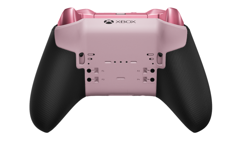 Xbox Elite Wireless Controller Series 2 - Core - Corps: Soft Pink + poignées caoutchoutées, BMD: À facettes, Glacier Blue (métal), Arrière: Soft Pink + poignées caoutchoutées
