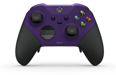 Bezprzewodowy kontroler Xbox Elite Series 2 — Core - Body: Astral Purple + Rubberised Grips, D-pad: Facet, Carbon Black (Metal), Back: Astral Purple + Rubberised Grips