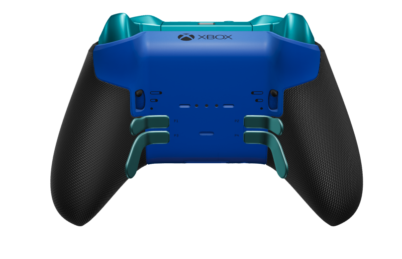 Xbox Elite Wireless Controller Series 2 - Core - Corps: Shock Blue + poignées caoutchoutées, BMD: À facettes, Glacier Blue (métal), Arrière: Shock Blue + poignées caoutchoutées