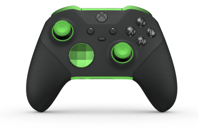 Xbox Elite Wireless Controller Series 2 - Core - Korpus: Carbon Black + Rubberized Grips, Pad kierunkowy: Wersja wklęsła, dziarska zieleń (wariant metaliczny), Tył: Velocity Green + Rubberized Grips