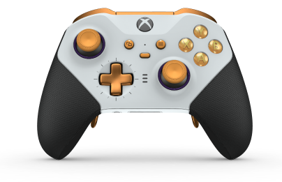 Xbox Elite Wireless Controller Series 2 – Core - Body: Robot White + Rubberized Grips, D-pad: Cross, Soft Orange (Metal), Back: Robot White + Rubberized Grips