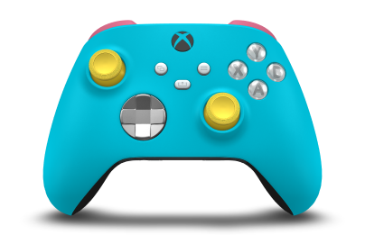 Controller with Dragonfly Blue body, Bright Silver (Metallic) D-pad, and Lighting Yellow thumbsticks