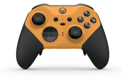 Xbox Elite Wireless Controller Series 2 – Core - Text: Soft Orange + gummierte Griffe, D-Pad: Facetten, Carbon Black (Metall), Zurück: Soft Orange + gummierte Griffe