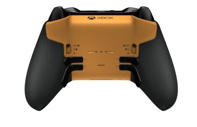 Xbox Elite Wireless Controller Series 2 – Core - Text: Soft Orange + gummierte Griffe, D-Pad: Facetten, Carbon Black (Metall), Zurück: Soft Orange + gummierte Griffe
