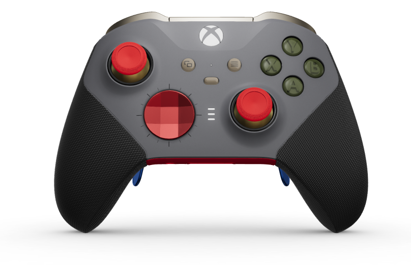Xbox Elite Wireless Controller Series 2 - Core - Behuizing voorzijde: Stormgrijs + rubberen handvatten, D-pad: Gefacetteerd, pulsrood (metaal), Behuizing achterzijde: Pulsrood + rubberen handvatten