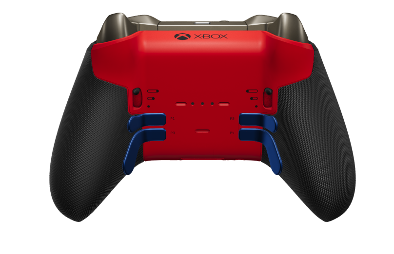 Xbox Elite Wireless Controller Series 2 - Core - Corps: Storm Gray + poignées caoutchoutées, BMD: À facettes, Pulse Red (métal), Arrière: Pulse Red + poignées caoutchoutées