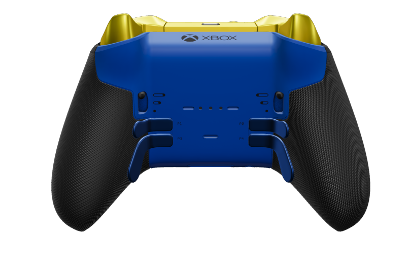 Xbox Elite Wireless Controller Series 2 - Core - Corps: Shock Blue + poignées caoutchoutées, BMD: À facettes, Photon Blue (métal), Arrière: Shock Blue + poignées caoutchoutées