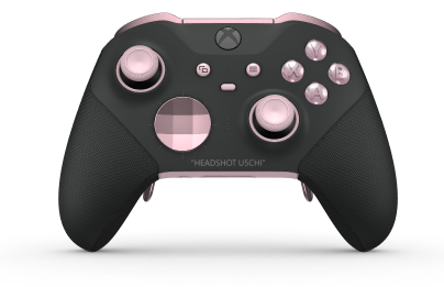 Xbox Elite Wireless Controller Series 2 – Core - Body: Carbon Black + Rubberized Grips, D-pad: Facet, Soft Pink (Metal), Back: Soft Pink + Rubberized Grips