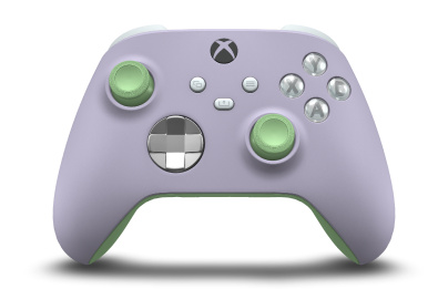 Xbox ワイヤレス コントローラー - 몸체: 소프트 퍼플, 방향 패드: 브라이트 실버(메탈릭), 엄지스틱: 소프트 그린