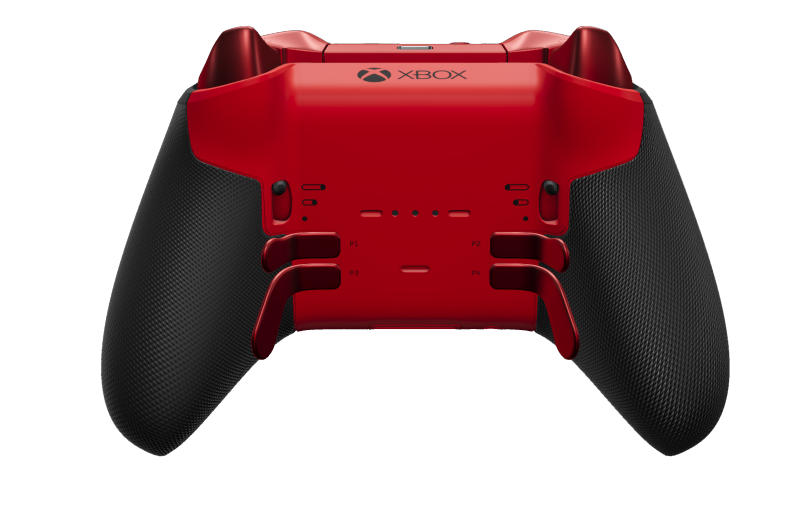 Xbox Elite Wireless Controller Series 2 – Core - Corps: Pulse Red + poignées caoutchoutées, BMD: À facettes, Pulse Red (métal), Arrière: Pulse Red + poignées caoutchoutées