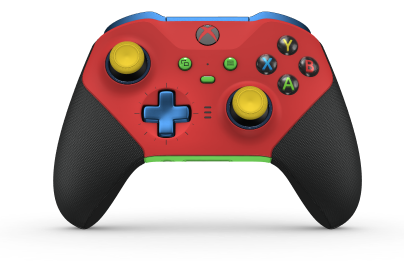 Xbox Elite Wireless Controller Series 2 – Core - Body: Pulse Red + Rubberised Grips, D-pad: Cross, Photon Blue (Metal), Back: Velocity Green + Rubberised Grips