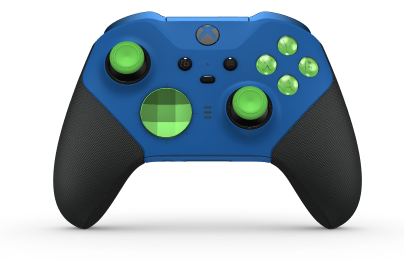 Xbox Elite Wireless Controller Series 2 - Core - Body: Shock Blue + Rubberised Grips, D-pad: Facet, Velocity Green (Metal), Back: Shock Blue + Rubberised Grips
