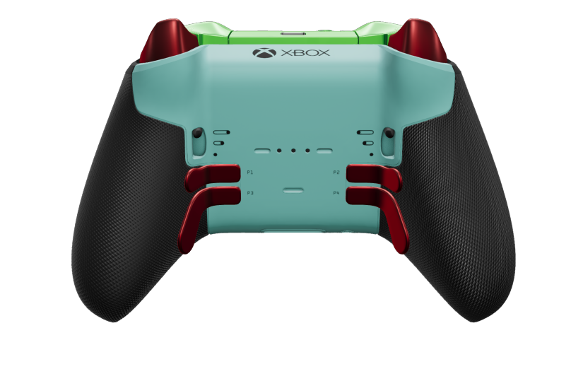 Xbox Elite Wireless Controller Series 2 - Core - Hoveddel: Gletsjerblå + gummigreb, D-blok: Kryds, Impulsrød (metal), Bagside: Gletsjerblå + gummigreb