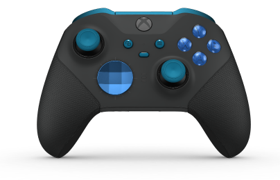 Xbox Elite Wireless Controller Series 2 – Core - Body: Carbon Black + Rubberised Grips, D-pad: Facet, Photon Blue (Metal), Back: Carbon Black + Rubberised Grips
