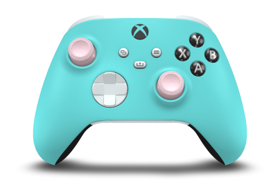 Xbox Wireless Controller - Corpo: Azul Glaciar, Botões Direcionais: Branco Robot, Manípulos Analógicos: Rosa suave