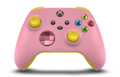 Controller with Retro Pink body, Retro Pink (Metallic) D-pad, and Lighting Yellow thumbsticks - front view