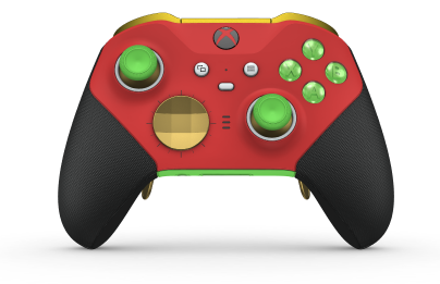 Xbox Elite Wireless Controller Series 2 - Core - Body: Pulse Red + Rubberized Grips, D-pad: Facet, Gold Matte (Metal), Back: Velocity Green + Rubberized Grips