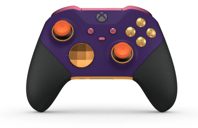 Mando inalámbrico Xbox Elite Series 2: básico - Behuizing voorzijde: Astralpaars + rubberen handvatten, D-pad: Facet, Soft Orange (Metal), Behuizing achterzijde: Zacht oranje + rubberen handvatten