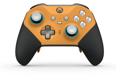 Xbox Elite Wireless Controller Series 2 - Core - Behuizing voorzijde: Soft Orange + Rubberized Grips, D-pad: Cross, Bright Silver (Metal), Behuizing achterzijde: Carbon Black + Rubberized Grips