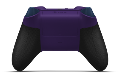 Controller with Astral Purple body, Midnight Blue D-pad, and Midnight Blue thumbsticks - back view
