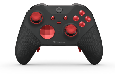 Xbox Elite Wireless Controller Series 2 - Core - Behuizing voorzijde: Carbonzwart + rubberen handvatten, D-pad: Facet, Pulse Red (Metal), Behuizing achterzijde: Carbonzwart + rubberen handvatten