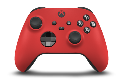 Controller with Pulse Red body, Carbon Black (Metallic) D-pad, and Carbon Black thumbsticks - front view