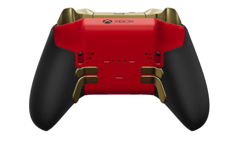 Xbox Elite Wireless Controller Series 2 - Core - Body: Pulse Red + Rubberised Grips, D-pad: Cross, Hero Gold (Metal), Back: Pulse Red + Rubberised Grips