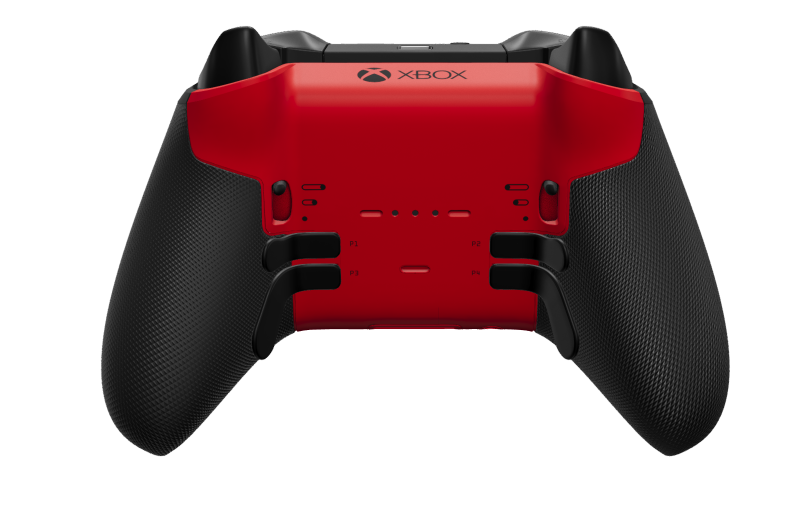 Manette sans fil Xbox Elite Series 2 - Core - Corps: Pulse Red + poignées caoutchoutées, BMD: Facette, Carbon Black (métal), Arrière: Pulse Red + poignées caoutchoutées