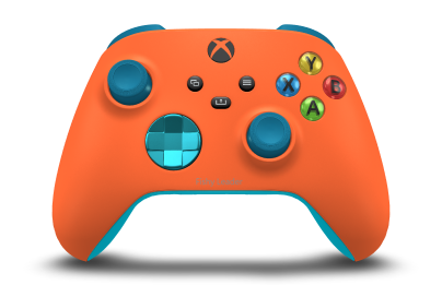 Xbox Wireless Controller - Hoofdtekst: Zest-oranje, D-Pads: Libelleblauw (metallic), Duimsticks: Mineraalblauw