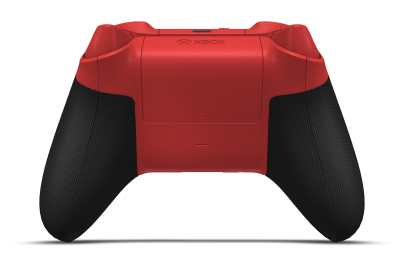 Controller with Pulse Red body, Oxide Red (Metallic) D-pad, and Carbon Black thumbsticks - back view