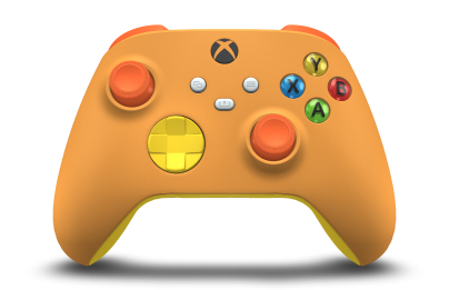 Xbox Wireless Controller - Corpo: Laranja suave, Botões Direcionais: Lighting Yellow, Manípulos Analógicos: Laranja Vibrante