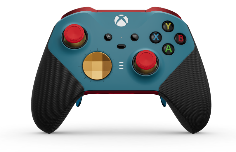 Xbox Elite Wireless Controller Series 2 - Core - Body: Mineral Blue + Rubberised Grips, D-pad: Faceted, Soft Orange (Metal), Back: Pulse Red + Rubberised Grips