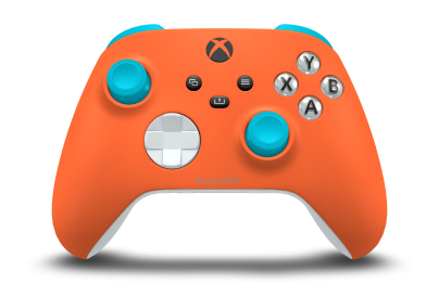 Xbox Wireless Controller - Hoofdtekst: Zest Orange, D-Pads: Robot White, Duimsticks: Dragonfly Blue