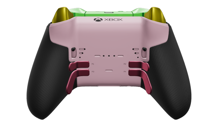 Xbox Elite Wireless Controller Series 2 - Core - Body: Soft Pink + Rubberised Grips, D-pad: Faceted, Astral Purple (Metal), Back: Soft Pink + Rubberised Grips