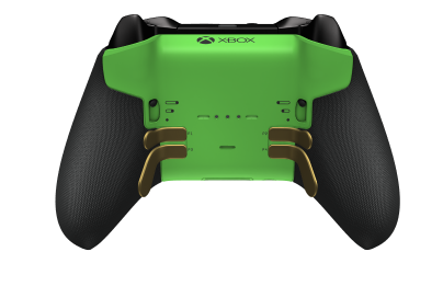 Xbox Elite Wireless Controller Series 2 - Core - Korpus: Velocity Green + Rubberized Grips, Pad kierunkowy: Wersja wklęsła, matowe złoto (wariant metaliczny), Tył: Velocity Green + Rubberized Grips