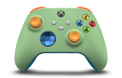 Xbox Wireless Controller - Body: Soft Green, D-Pads: Photon Blue (Metallic), Thumbsticks: Soft Orange