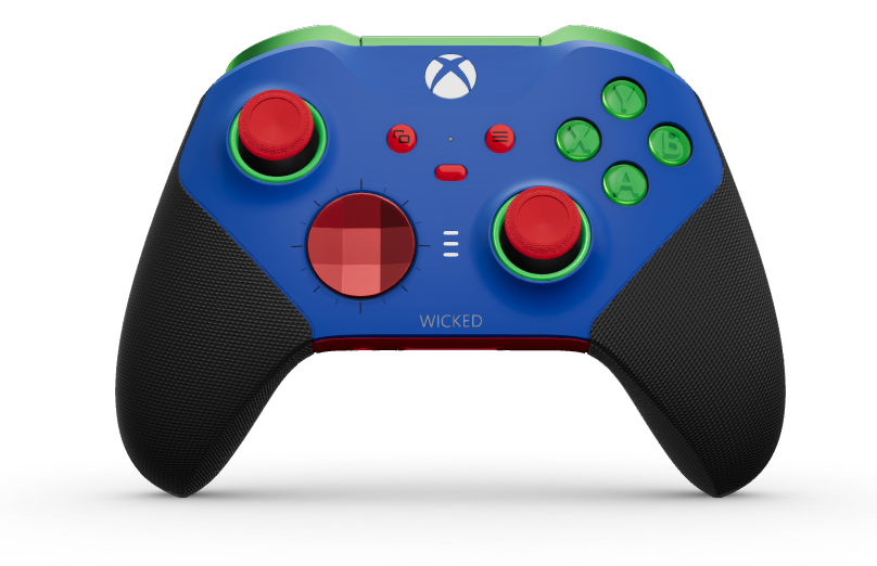 Xbox Elite Wireless Controller Series 2 - Core - Behuizing voorzijde: Shockblauw + rubberen handvatten, D-pad: Gefacetteerd, pulsrood (metaal), Behuizing achterzijde: Pulsrood + rubberen handvatten