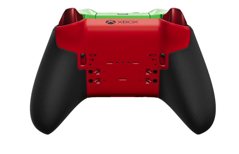 Xbox Elite Wireless Controller Series 2 - Core - Behuizing voorzijde: Shockblauw + rubberen handvatten, D-pad: Gefacetteerd, pulsrood (metaal), Behuizing achterzijde: Pulsrood + rubberen handvatten
