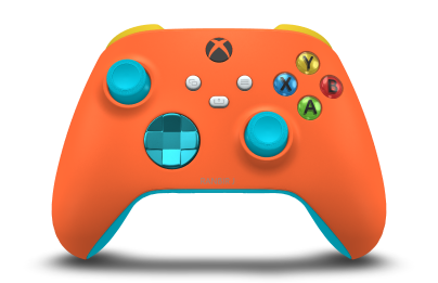 Xbox Wireless Controller - Corps: Zest Orange, BMD: Dragonfly Blue (métallique), Joysticks: Dragonfly Blue