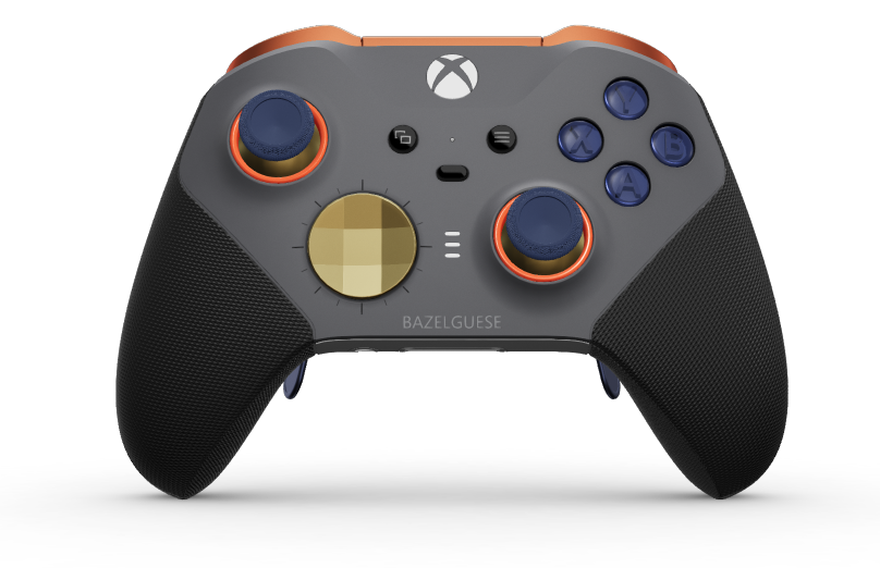 Xbox Elite Wireless Controller Series 2 - Core - Body: Storm Gray + Rubberized Grips, D-pad: Facet, Hero Gold (Metal), Back: Robot White + Rubberized Grips